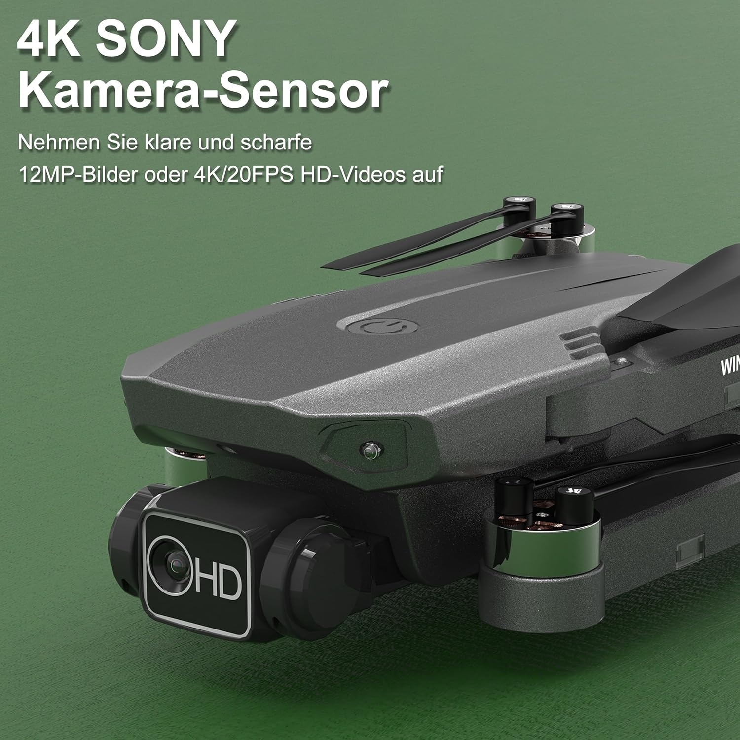 Wipkviey B12 Drone met camera, 4K, GPS, drone met één klik terug, FPV RC quadrocopter voor beginners, borstelloze motor, lage batterijteruggave, 50 minuten vliegtijd met 2 accu's, minder dan 249 g, C0