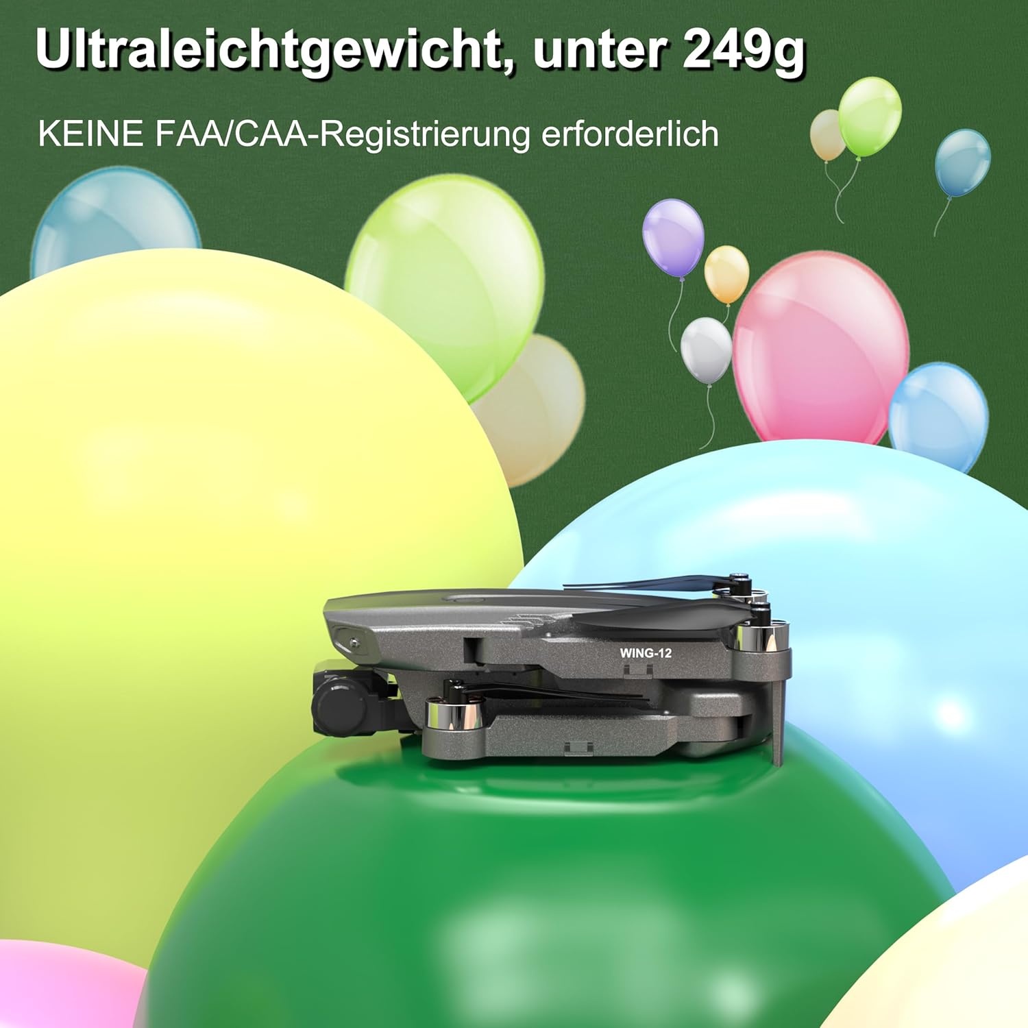 Wipkviey B12 Drone met camera, 4K, GPS, drone met één klik terug, FPV RC quadrocopter voor beginners, borstelloze motor, lage batterijteruggave, 50 minuten vliegtijd met 2 accu's, minder dan 249 g, C0