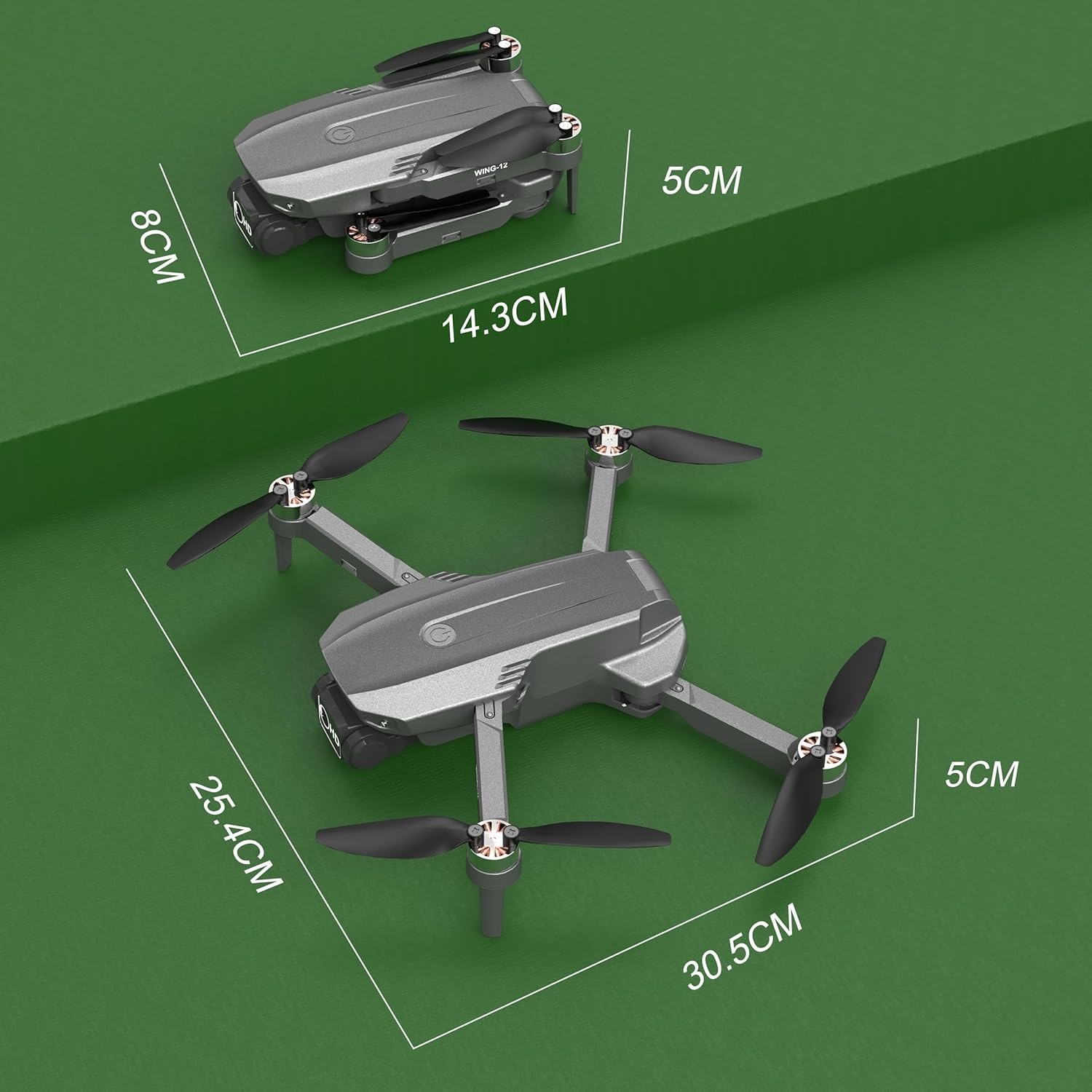 Wipkviey B12 Drone met camera, 4K, GPS, drone met één klik terug, FPV RC quadrocopter voor beginners, borstelloze motor, lage batterijteruggave, 50 minuten vliegtijd met 2 accu's, minder dan 249 g, C0