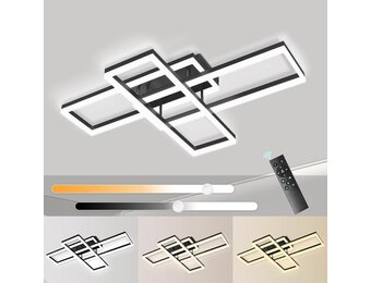 VONCI Plafondlamp 90 cm Rechthoekig Zwart LED Dimbare 80W 3000-6000K met Afstandsbediening