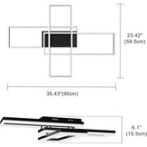 VONCI Plafondlamp 90 cm Rechthoekig Zwart LED Dimbare 80W 3000-6000K met Afstandsbediening