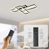 VONCI Plafondlamp 90 cm Rechthoekig Zwart LED Dimbare 80W 3000-6000K met Afstandsbediening