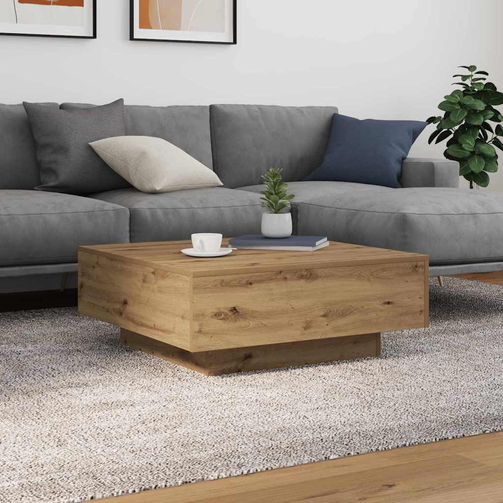 vidaXL Salontafel artisanaal eikenkleurig 80 x 80 x 31 cm Bewerkt hout