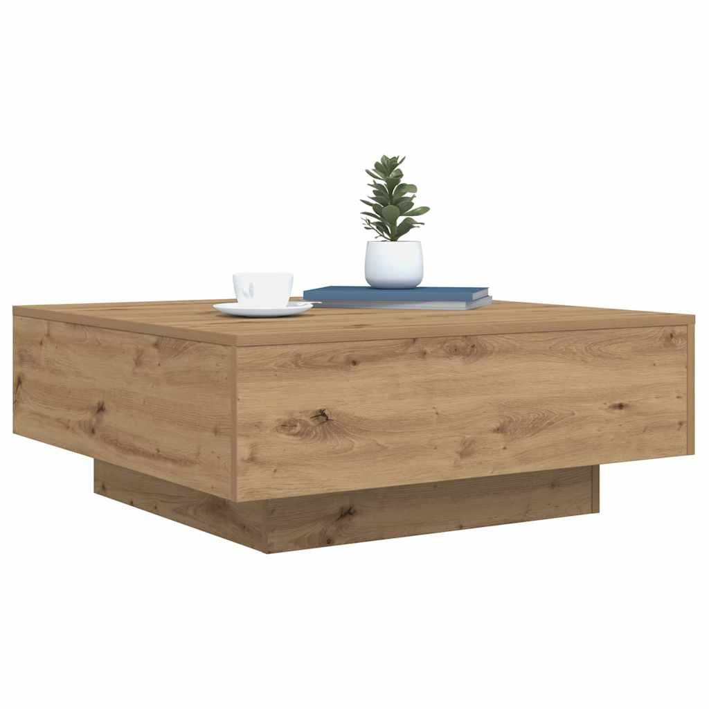 vidaXL Salontafel artisanaal eikenkleurig 80 x 80 x 31 cm Bewerkt hout