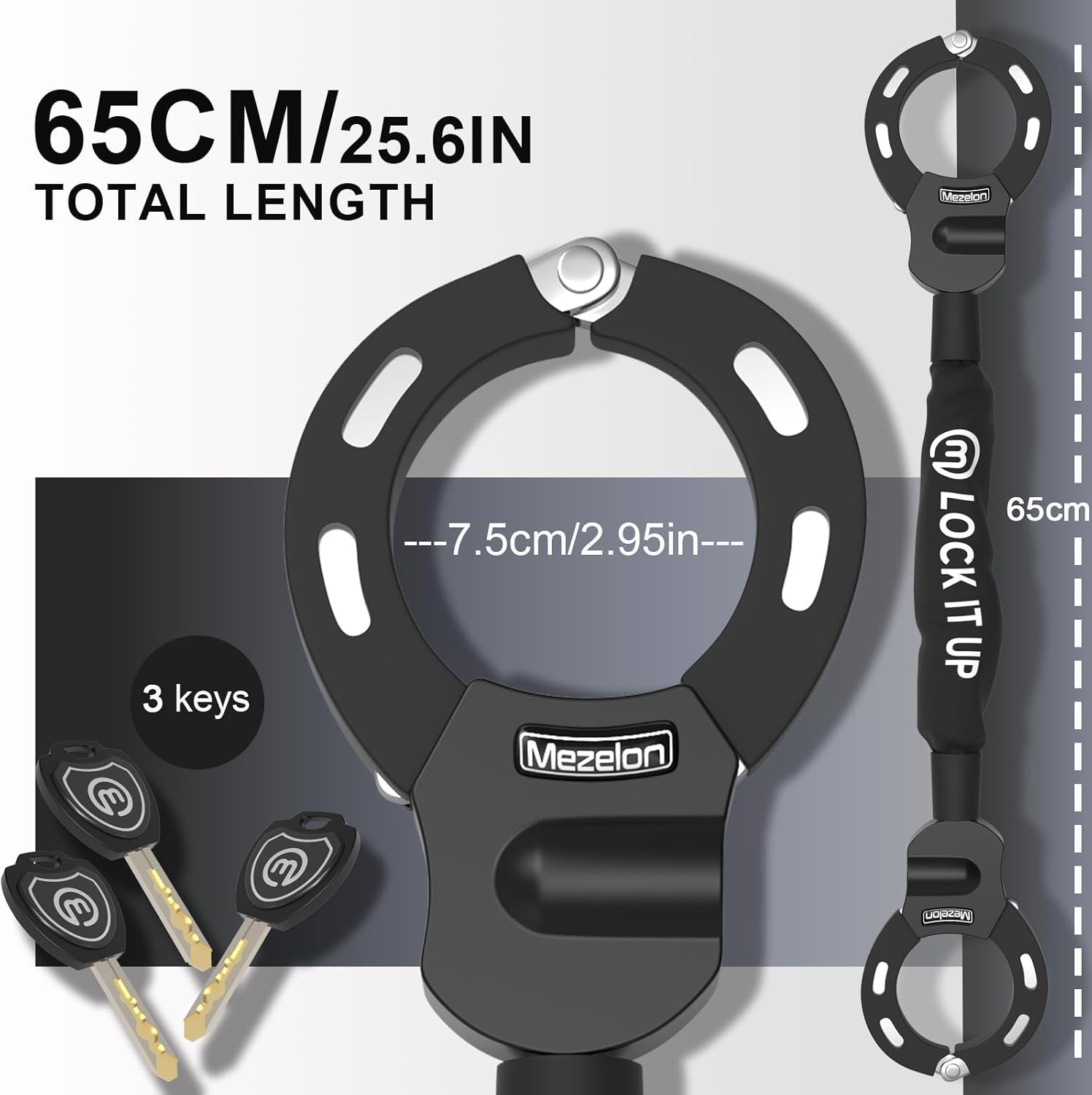 Mezelon® Elektrische step Anti-diefstal | 8mm Anti-diefstal ketting | Waterdichte slot tas | Ideaal anti-diefstal slot voor fietsen, motorfietsen, poorten, hekken, kinderwagens, etc