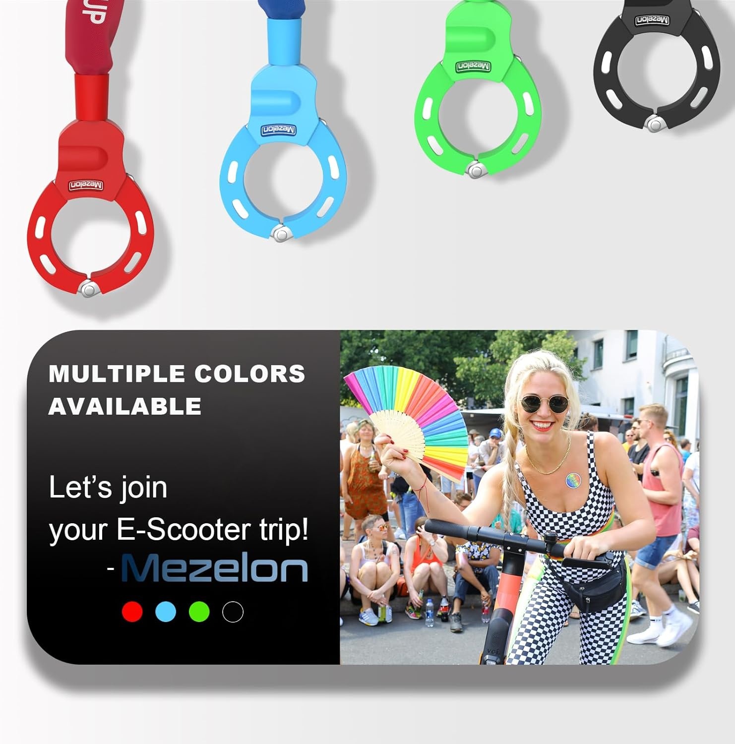 Mezelon® Elektrische step Anti-diefstal | 8mm Anti-diefstal ketting | Waterdichte slot tas | Ideaal anti-diefstal slot voor fietsen, motorfietsen, poorten, hekken, kinderwagens, etc