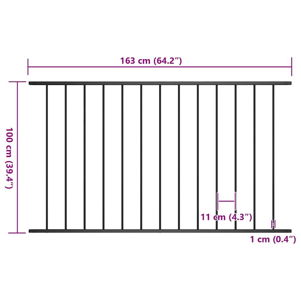 vidaXL Hekpaneel 1,7x1 m gepoedercoat staal zwart