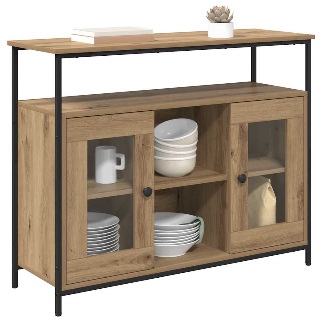 vidaXL Dressoir Artisan Eiken 100 x 35 x 80 cm Bewerkt hout