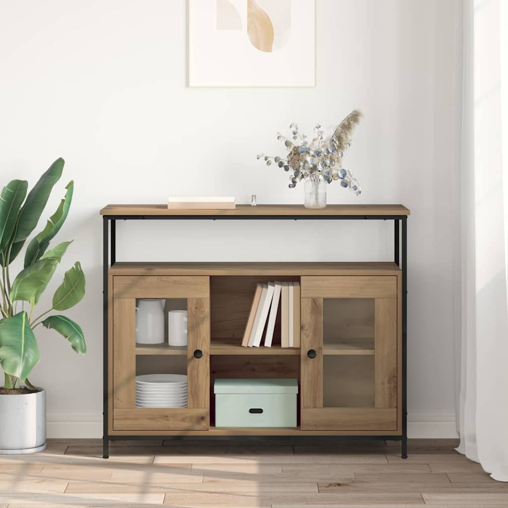 vidaXL Dressoir Artisan Eiken 100 x 35 x 80 cm Bewerkt hout
