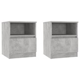 vidaXL Nachtkastjes 2 st 40x40x50 cm bewerkt hout betongrijs