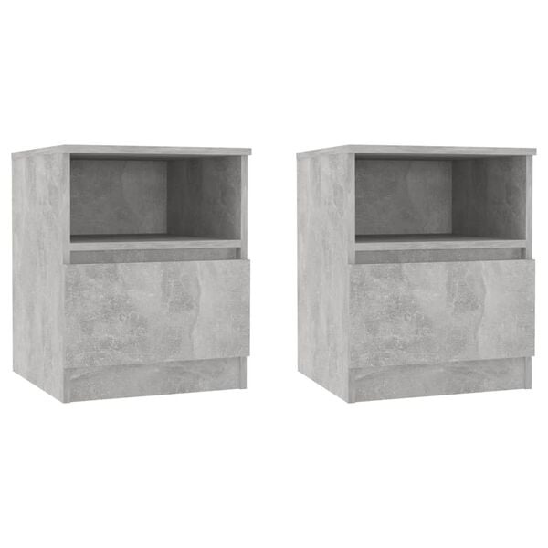 vidaXL Nachtkastjes 2 st 40x40x50 cm bewerkt hout betongrijs