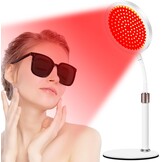 Rood licht lamp met sokkel, 940nm&850nm&660nm Infrarood licht lamp met 15/30/45 minuten timer, 9 helderheidsniveaus, 3-in-1-chip en zwanenhals ontwerp, 100-LED rood licht lamp