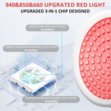 Rood licht lamp met sokkel, 940nm&850nm&660nm Infrarood licht lamp met 15/30/45 minuten timer, 9 helderheidsniveaus, 3-in-1-chip en zwanenhals ontwerp, 100-LED rood licht lamp