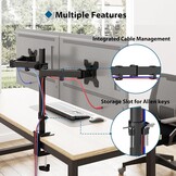 BONTEC Dubbele Monitor Arm voor 13-27 Inch LCD-LED-schermen, in Hoogte Verstelbare Kantelbare Draaibare Dual Monitor Standaards, Monitorarmen voor 2 Schermen, VESA Afmetingen 75/100, tot 8 kg per Arm