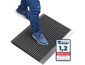 Deurmat, entreemat, droogloopmat, borstelmat, vloermat, voetmat, buiten, buitengebruik, aluminium, met borstels, grijs 55x90 cm, aluminium deurmat, deurmat buiten aluminium, voetmat met aluminium