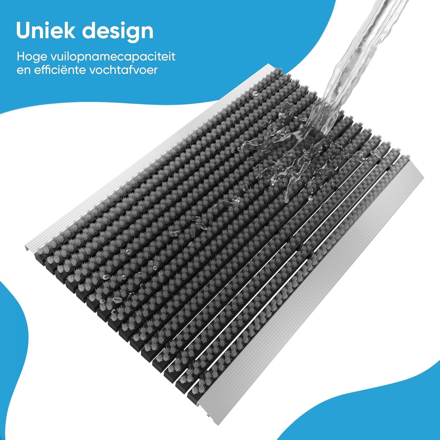 Deurmat, entreemat, droogloopmat, borstelmat, vloermat, voetmat, buiten, buitengebruik, aluminium, met borstels, grijs 55x90 cm, aluminium deurmat, deurmat buiten aluminium, voetmat met aluminium