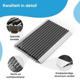 Deurmat, entreemat, droogloopmat, borstelmat, vloermat, voetmat, buiten, buitengebruik, aluminium, met borstels, grijs 55x90 cm, aluminium deurmat, deurmat buiten aluminium, voetmat met aluminium