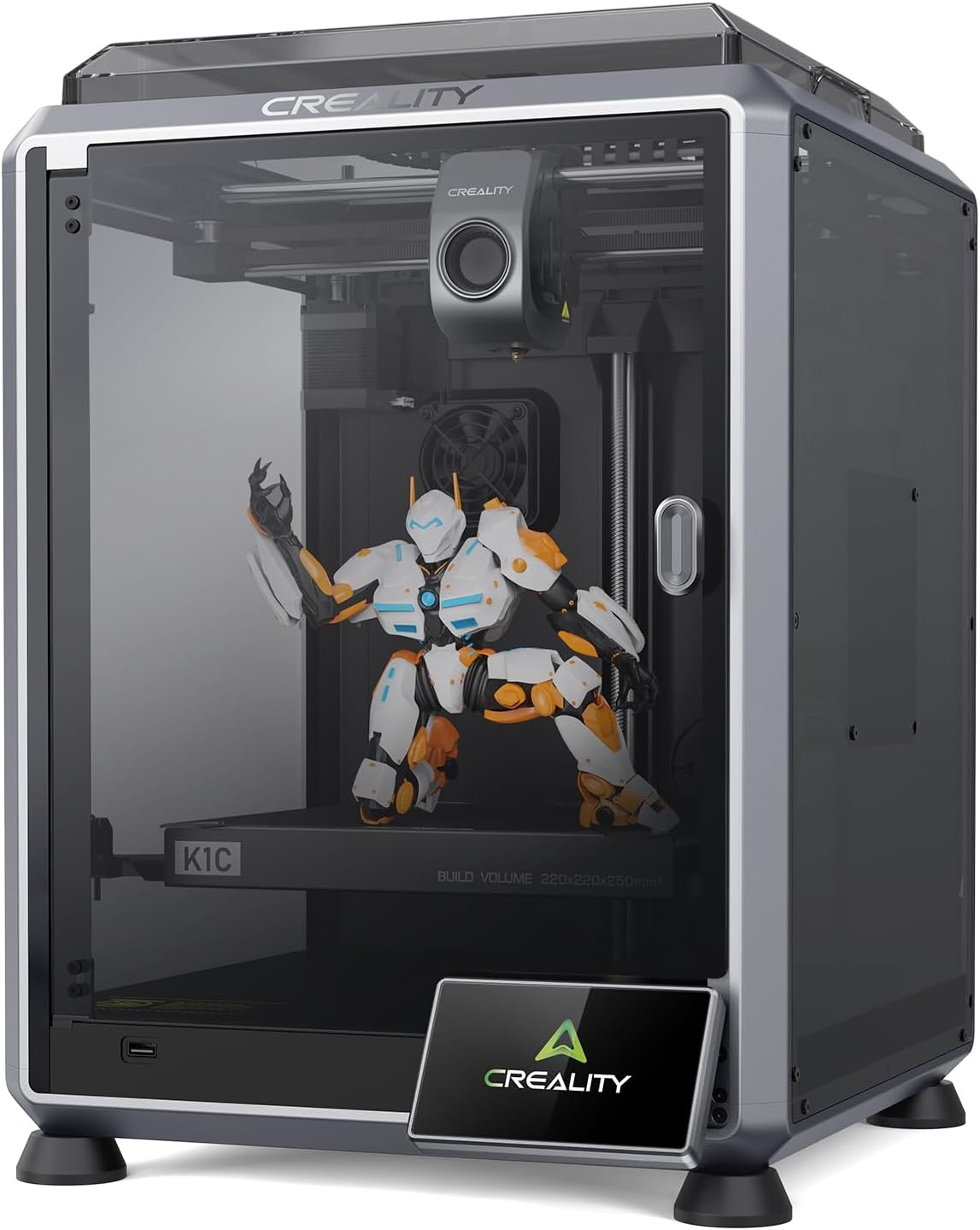Creality 2024 Nieuwe officiële K1C 3D Printer, 600 mm/s, printen op koolstofvezel, AI-camera, verbeterd koelsysteem, verbeterde extruder, automatische nivelleerfunctie (220 mm * 220 mm * 250 mm)