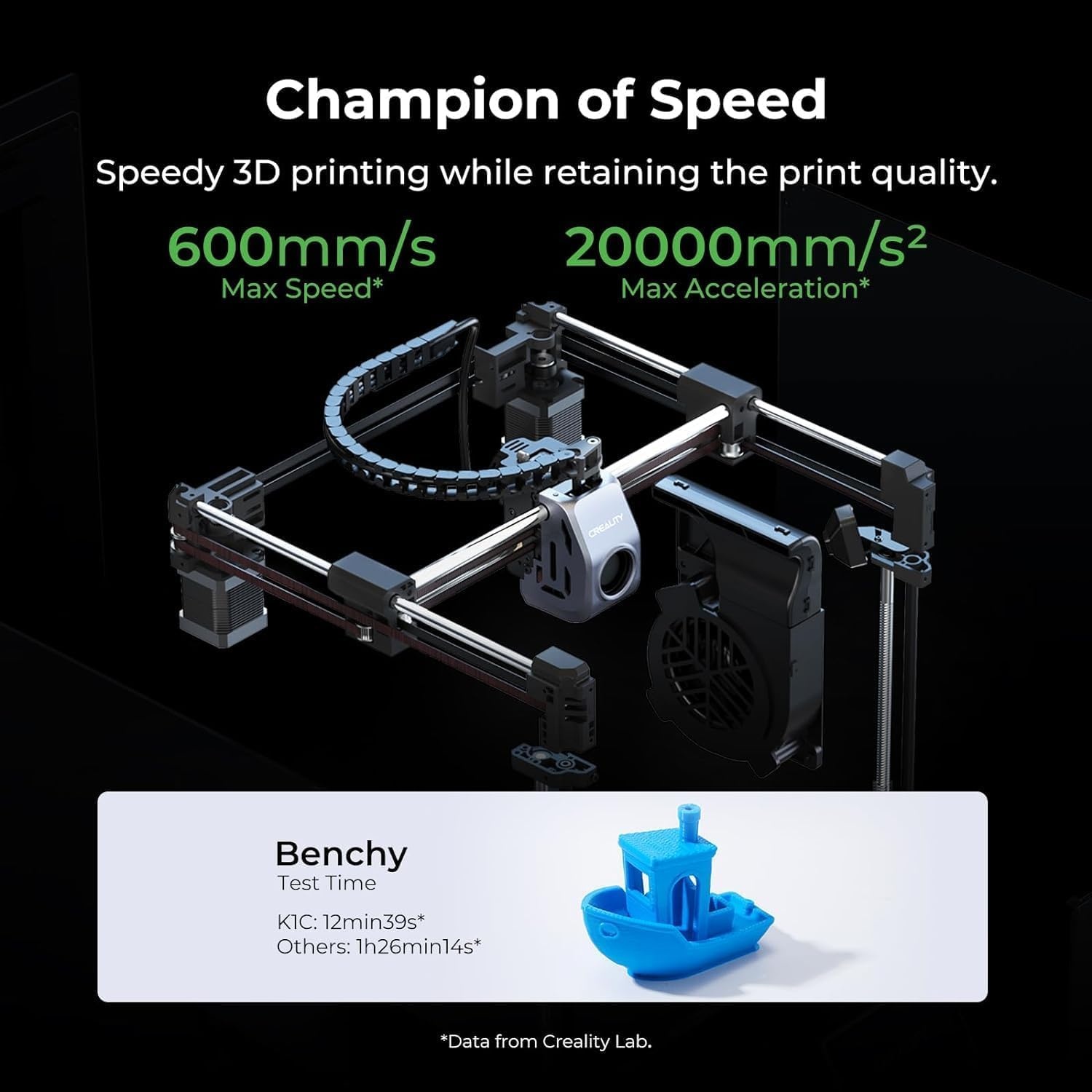 Creality 2024 Nieuwe officiële K1C 3D Printer, 600 mm/s, printen op koolstofvezel, AI-camera, verbeterd koelsysteem, verbeterde extruder, automatische nivelleerfunctie (220 mm * 220 mm * 250 mm)