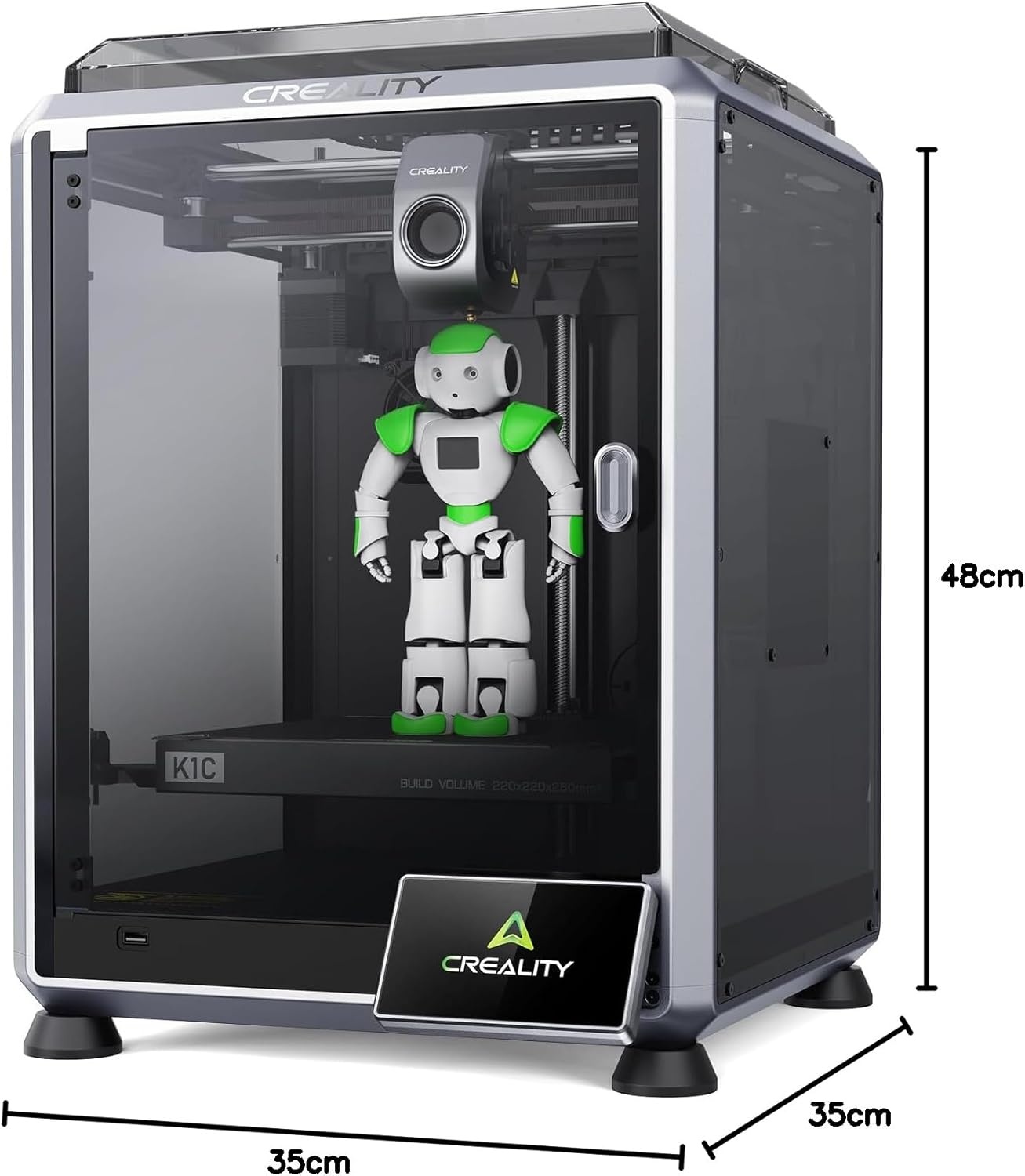 Creality 2024 Nieuwe officiële K1C 3D Printer, 600 mm/s, printen op koolstofvezel, AI-camera, verbeterd koelsysteem, verbeterde extruder, automatische nivelleerfunctie (220 mm * 220 mm * 250 mm)