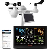 VEVOR Professioneel draadloos weerstation, 7-in-1 op zonne-energie, 7,5 inch display, 150 m transmissiebereik, buitensensor voor windsnelheid, windrichting, temperatuur, luchtvochtigheid, neerslag