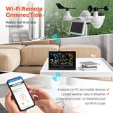 VEVOR Professioneel draadloos weerstation, 7-in-1 op zonne-energie, 7,5 inch display, 150 m transmissiebereik, buitensensor voor windsnelheid, windrichting, temperatuur, luchtvochtigheid, neerslag