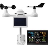 VEVOR Professioneel draadloos weerstation, 7-in-1 op zonne-energie, 7,5 inch display, 150 m transmissiebereik, buitensensor voor windsnelheid, windrichting, temperatuur, luchtvochtigheid, neerslag