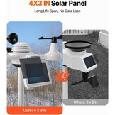 VEVOR Professioneel draadloos weerstation, 7-in-1 op zonne-energie, 7,5 inch display, 150 m transmissiebereik, buitensensor voor windsnelheid, windrichting, temperatuur, luchtvochtigheid, neerslag