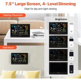 VEVOR Professioneel draadloos weerstation, 7-in-1 op zonne-energie, 7,5 inch display, 150 m transmissiebereik, buitensensor voor windsnelheid, windrichting, temperatuur, luchtvochtigheid, neerslag
