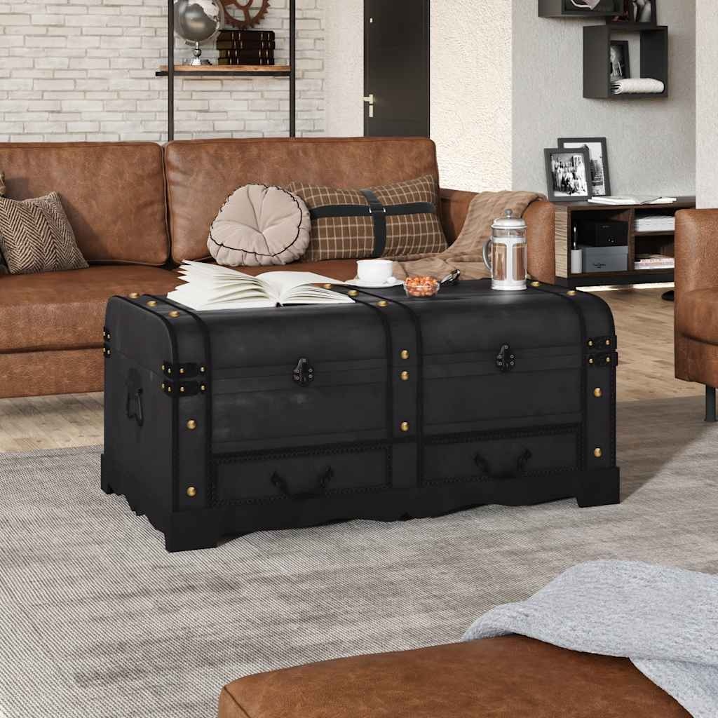 vidaXL Dekenkist 90x51x42 cm hout zwart