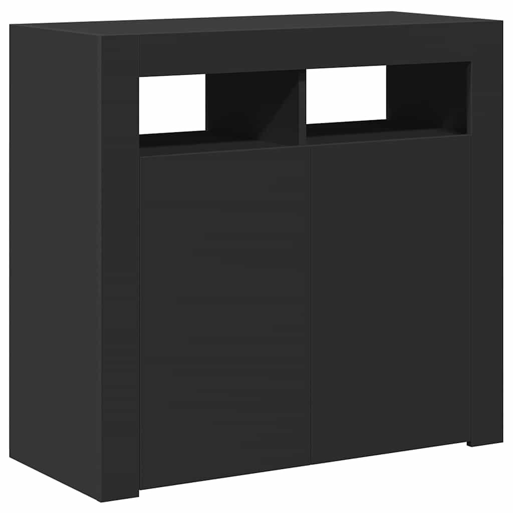vidaXL Dressoir met LED-verlichting 80x35x75 cm zwart