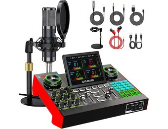 Podcast Microfoon Bundel met Live Geluidskaart Mixer - Compleet P15 Pakket voor Streaming, Gaming en Zang