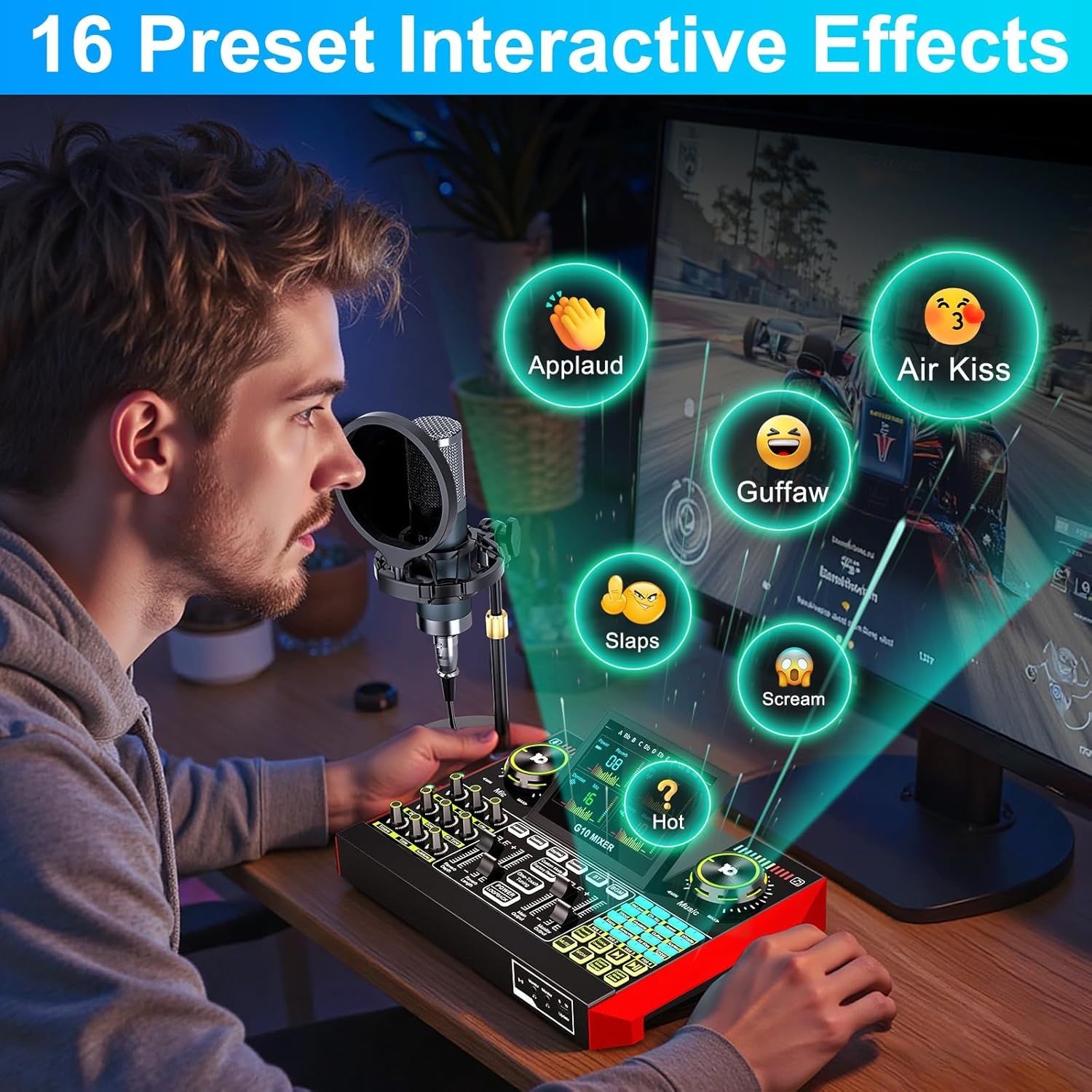 Podcast Microfoon Bundel met Live Geluidskaart Mixer - Compleet P15 Pakket voor Streaming, Gaming en Zang