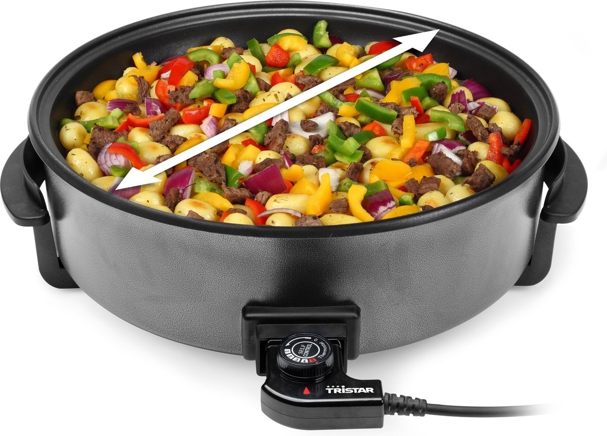Elektrische Hapjespan 40cm 1500W - 63% Korting | Camping Geschikt