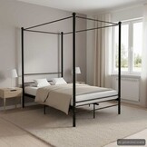 vidaXL Hemelbedframe metaal zwart 140x200 cm