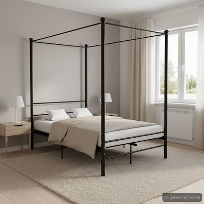 vidaXL Hemelbedframe metaal zwart 140x200 cm