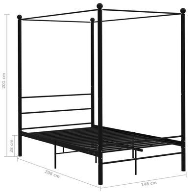 vidaXL Hemelbedframe metaal zwart 140x200 cm