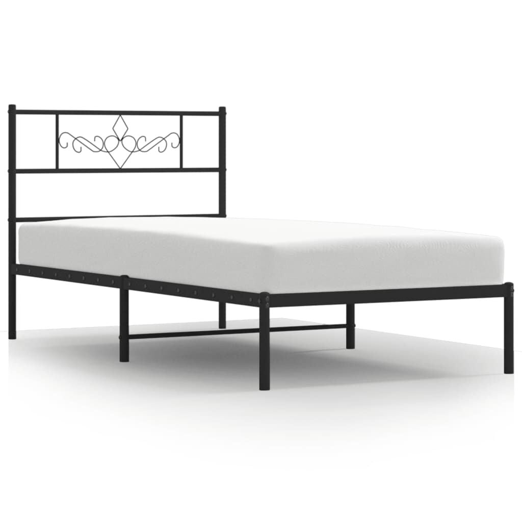 vidaXL Bedframe met hoofdbord metaal zwart 75x190 cm