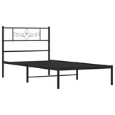 vidaXL Bedframe met hoofdbord metaal zwart 75x190 cm