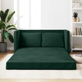 vidaXL Slaapbank vloermodel 2-in-1 122x204x55 cm fluweel donkergroen