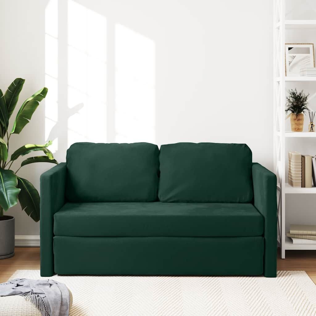 vidaXL Slaapbank vloermodel 2-in-1 122x204x55 cm fluweel donkergroen
