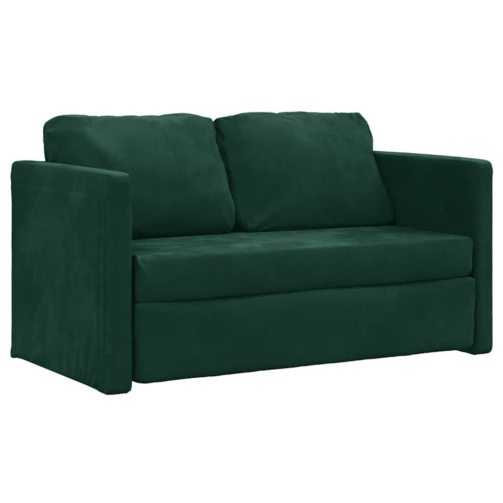 vidaXL Slaapbank vloermodel 2-in-1 122x204x55 cm fluweel donkergroen