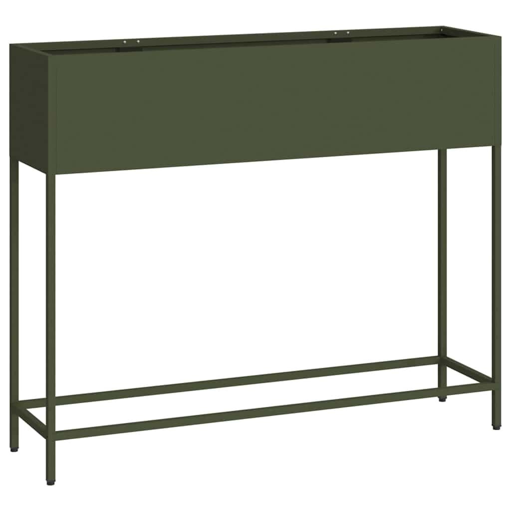 vidaXL Verhoogde Tuin Plantbak Olijfgroen 100 x 26 x 82 cm Staal