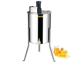 VEVOR Honing Extractor Elektrische 140W Tangentiële Extractor Roestvrij Staal 4/8 Frame Honing Extractor 45mm Honing Valve 1300rpm Elektrische Honing Extractor 48x16/23cm Honingraat Maat Bijenteelt Imker Accessoires