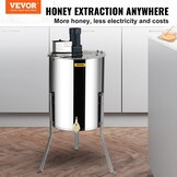 VEVOR Honing Extractor Elektrische 140W Tangentiële Extractor Roestvrij Staal 4/8 Frame Honing Extractor 45mm Honing Valve 1300rpm Elektrische Honing Extractor 48x16/23cm Honingraat Maat Bijenteelt Imker Accessoires