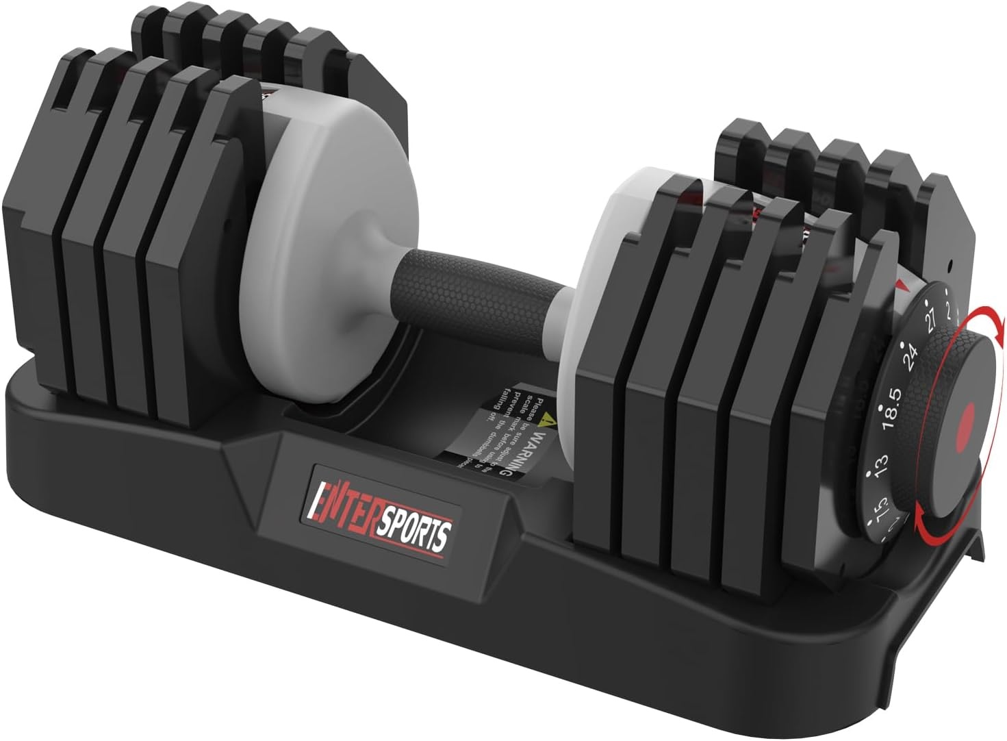 EnterSports Verstelbare Dumbbells Set 12kg, 18kg, 27kg met Antislip Handvat
