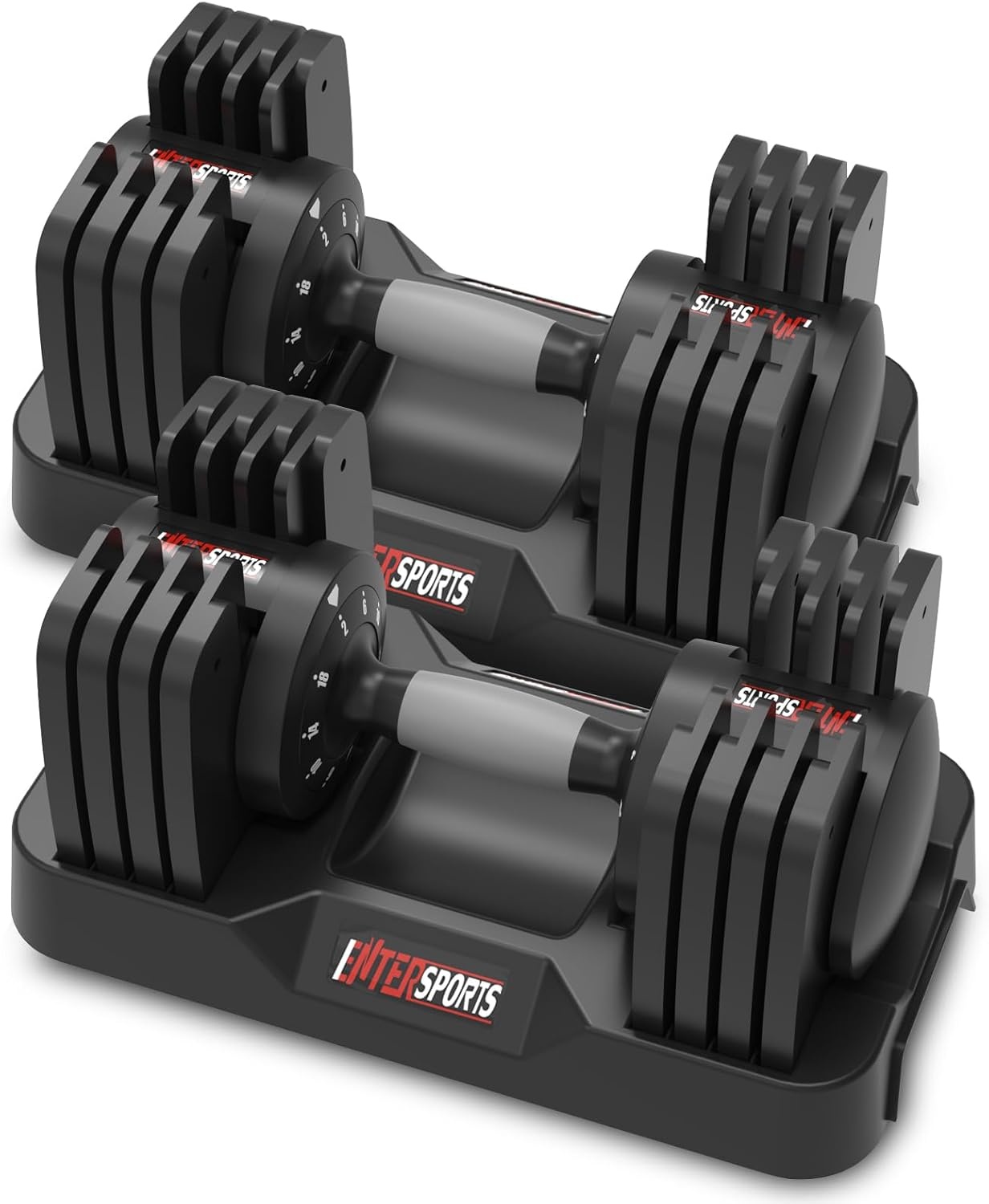 EnterSports Verstelbare Dumbbells Set 12kg, 18kg, 27kg met Antislip Handvat