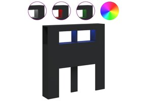 Hoofdeinde met LED - Zwart Bewerkt Hout - 45% Korting!
