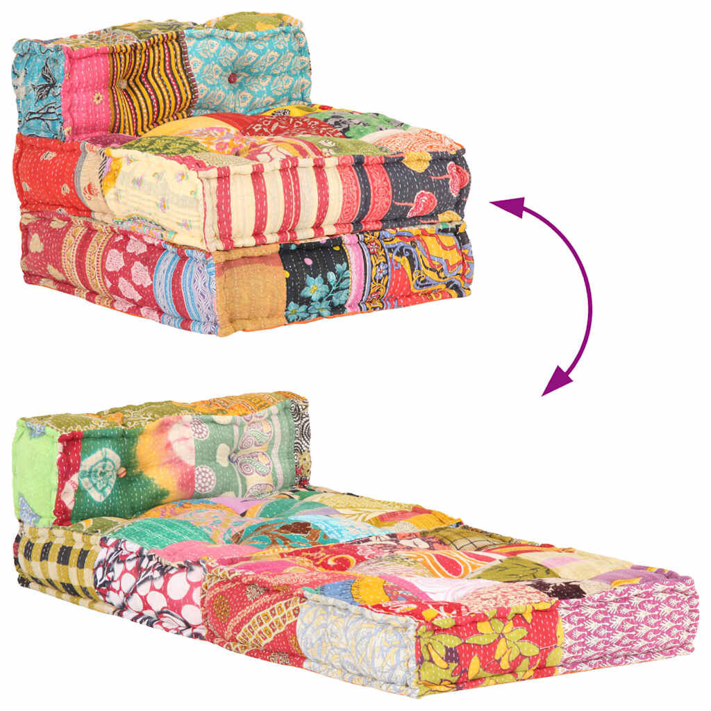 vidaXL Poef modulair stof patchwork