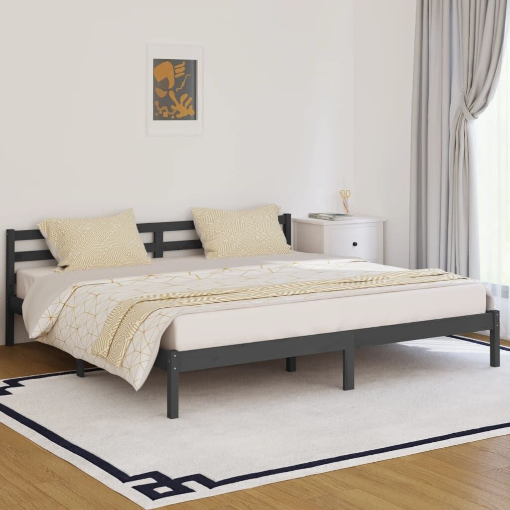 Massief Grenen Bedframe Grijs 200x200 cm - 86% Korting!